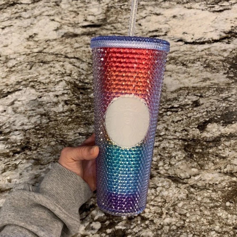Starbucks studded rainbow tumbler.